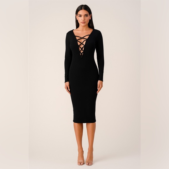 Allegrace Dresses & Skirts - 🛍️SALE🛍️ ALLEGRACE Women Sexy Long Sleeves Stretchy Bodycon Party Bandage Dress
